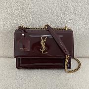 YSL Sunset Bag Patent Red Wine Gold 22x8x16cm - 1