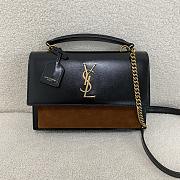 YSL Sunset Bag Black Brown Suede With Top Handle 25x18x5cm - 1