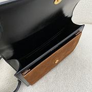 YSL Sunset Bag Black Brown Suede With Top Handle 25x18x5cm - 6