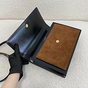 YSL Sunset Bag Black Brown Suede With Top Handle 25x18x5cm - 5