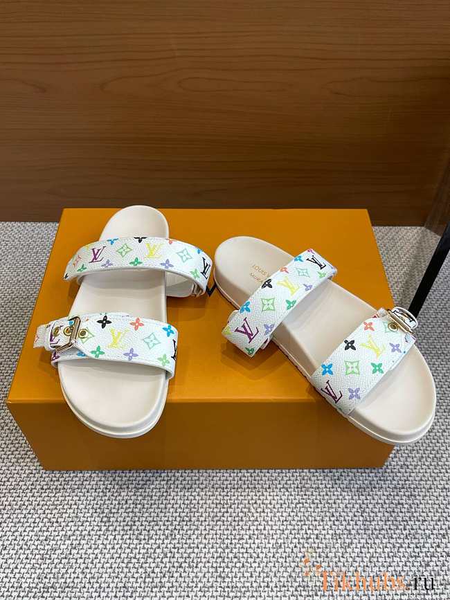 Louis Vuitton LV Bom Dia Flat Comfort Mule Takashi Murakami White - 1