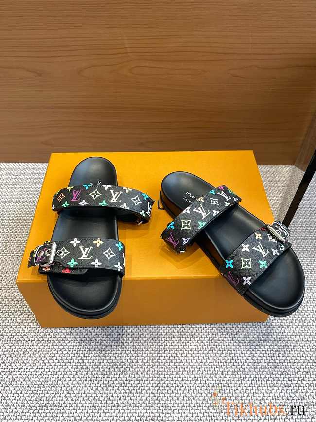 Louis Vuitton LV Bom Dia Flat Comfort Mule Takashi Murakami Black - 1