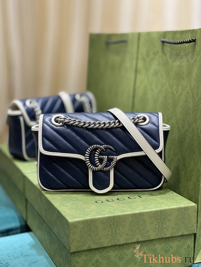 Gucci Mini Marmont Bag Blue 22x13x6cm - 1