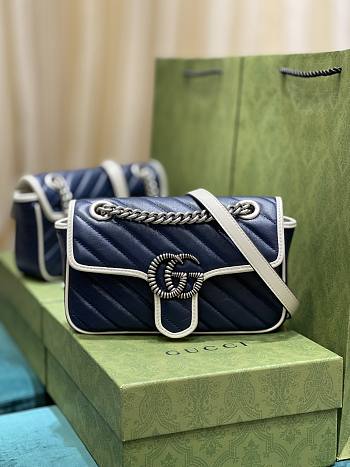 Gucci Mini Marmont Bag Blue 22x13x6cm