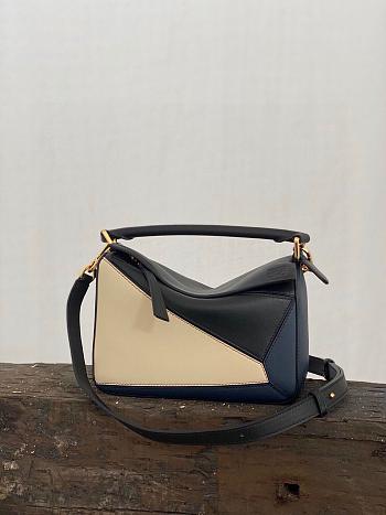 Loewe Puzzle Small Shoulder Bag Black White Navy 24x10x14cm