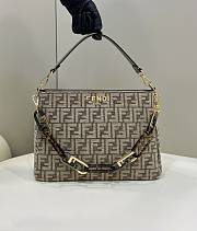 Fendi O’Lock Zip Dark Grey Tapestry Fabric Bag 35x14x23cm - 1