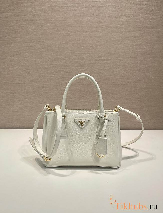 Prada Small Galleria Saffiano White Leather Bag 24.5x16.5x11cm - 1