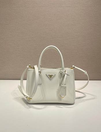 Prada Small Galleria Saffiano White Leather Bag 24.5x16.5x11cm