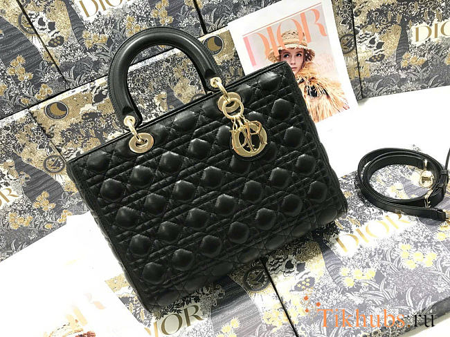 Dior Large Lady Bag Black Gold 32cm - 1