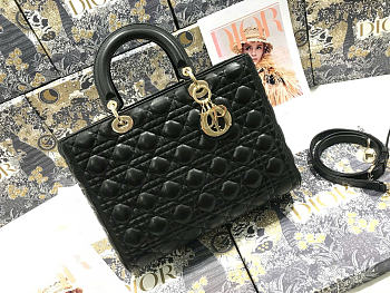 Dior Large Lady Bag Black Gold 32cm