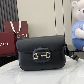 Gucci Horsebit 1955 Soft Small Shoulder Bag Black 26x17.5x10cm