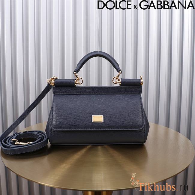 Dolce & Gabbana Small Sicily Navy Blue Handbag 18x11x6cm - 1