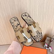 Hermes Oran Beige Slides - 1