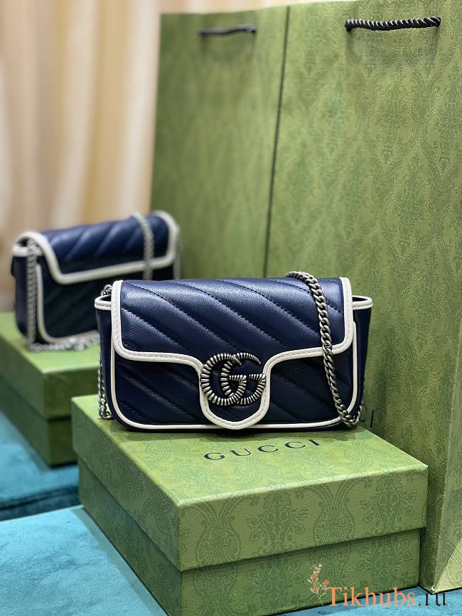 Gucci Super Mini Marmont Blue Bag 16.5x10x4.5cm - 1