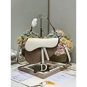 Dior Saddle Bag With Strap White & Brown 25.5x20x6.5cm - 1