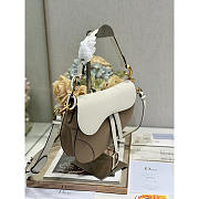 Dior Saddle Bag With Strap White & Brown 25.5x20x6.5cm - 5