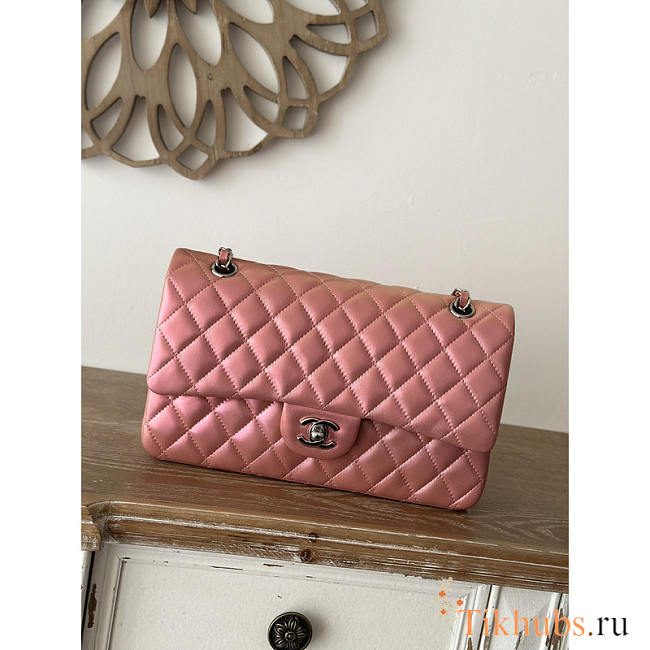 Chanel Flap Bag Medium Iridescent Pink Lilac Lambskin 25cm - 1