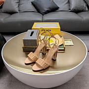 Fendi Delfina Beige FF Leather Sandals Heel 10cm - 1