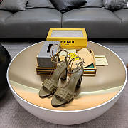 Fendi Delfina Green FF Leather Sandals Heel 10cm - 1