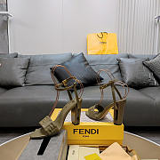 Fendi Delfina Green FF Leather Sandals Heel 10cm - 4