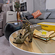 Fendi Delfina Green FF Leather Sandals Heel 10cm - 3