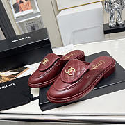 Chanel CC Logo Leather Sildes Burgundy - 3