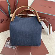 Loro Piana Large Bale Blue Denim Bag 24x20x27cm - 1