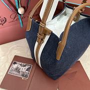 Loro Piana Large Bale Blue Denim Bag 24x20x27cm - 5