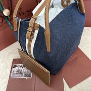 Loro Piana Large Bale Blue Denim Bag 24x20x27cm - 3