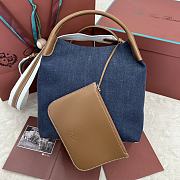 Loro Piana Large Bale Blue Denim Bag 24x20x27cm - 2