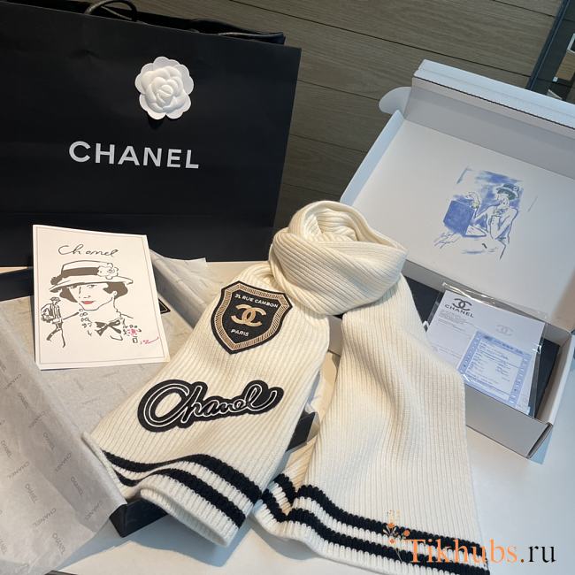 Chanel 24k White Scarf 200x30cm - 1