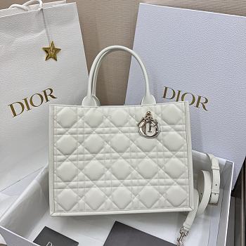 Dior Medium Book Tote White Macrocannage Calfskin 36.5 x 28 x 17.5