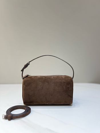 The Row 90s Small Suede Tote Brown 19.5x10x8cm