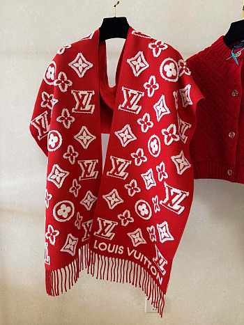 Louis Vuitton LV Red Scarf 34x220cm