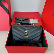 YSL Loulou Small Bag Black Lambksin 24x14x6cm - 1