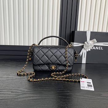 Chanel Flap Bag With Top Handle Black 22x23.5x6cm