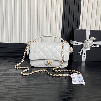 Chanel Flap Bag With Top Handle White 22x23.5x6cm