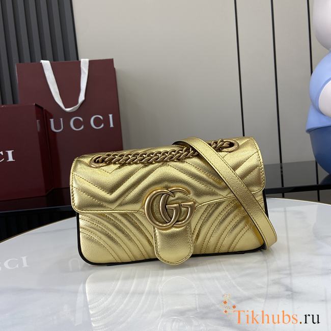 Gucci Mini Marmont Gold Shoulder Bag 23x14x6cm - 1