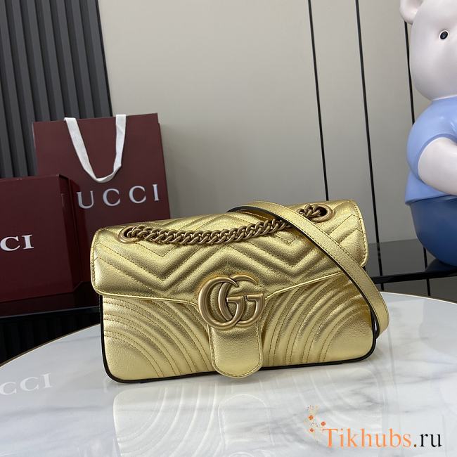 Gucci GG Marmont Small Gold Shoulder Bag 26x15x7cm - 1