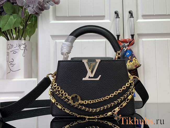 Louis Vuitton LV Capucines Mini Bag Black Taurillon 21x13.6x8cm - 1