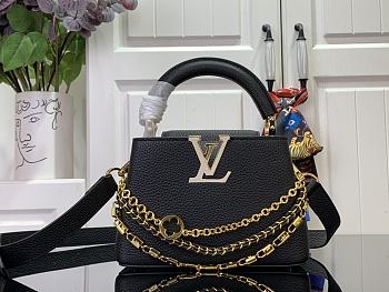 Louis Vuitton LV Capucines Mini Bag Black Taurillon 21x13.6x8cm