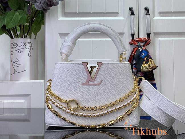 Louis Vuitton LV Capucines Mini Bag White Taurillon 21x13.6x8cm - 1