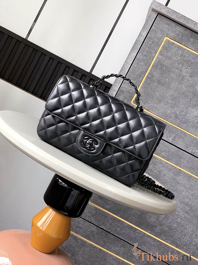 Chanel Top Handle Bag Black Lambskin 23cm - 1