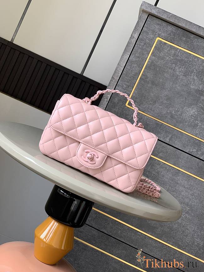 Chanel Top Handle Bag Pink Lambskin 20x12.5x6cm - 1