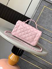 Chanel Top Handle Bag Pink Lambskin 20x12.5x6cm - 3