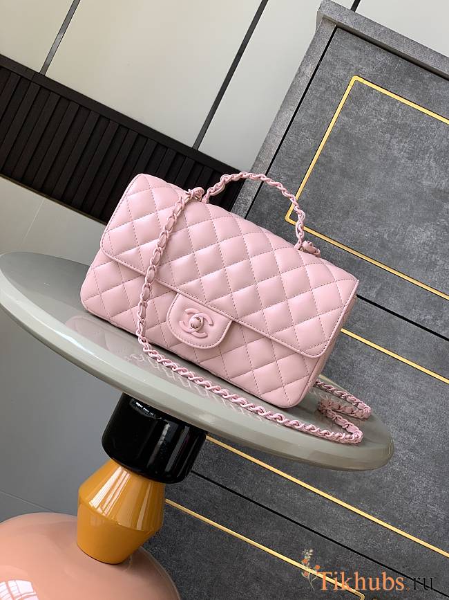 Chanel Top Handle Bag Pink Lambskin 23cm - 1