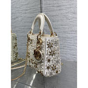 Dior Lady Dior Latte Satin Embroidered White Resin Pearl 17cm - 5