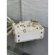 Dior Lady Dior Latte Satin Embroidered White Resin Pearl 17cm - 4