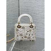 Dior Lady Dior Latte Satin Embroidered White Resin Pearl 17cm - 3