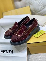 Fendi Filo Red Wine Leather Loafer - 1